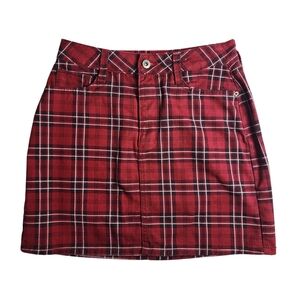 Arizona Jean Co Red Plaid Mini Skirt Size 3 Juniors Y2K 2000s Grunge Preppy